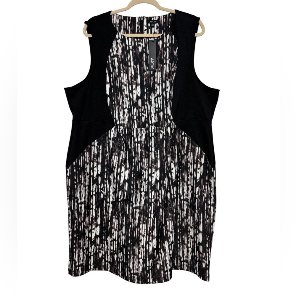 Apt 9 NWT Black White Stretch Career Office Pencil Sheath Dress Plus Size 2X‎